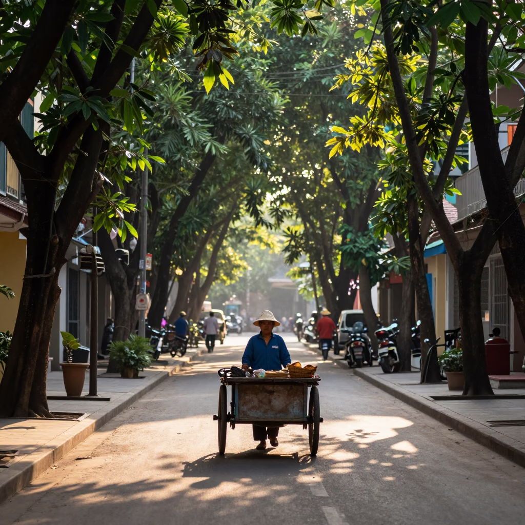 As First Light Reaches The Scene on Tea in Hanoi in in Hanoi, Vietnam