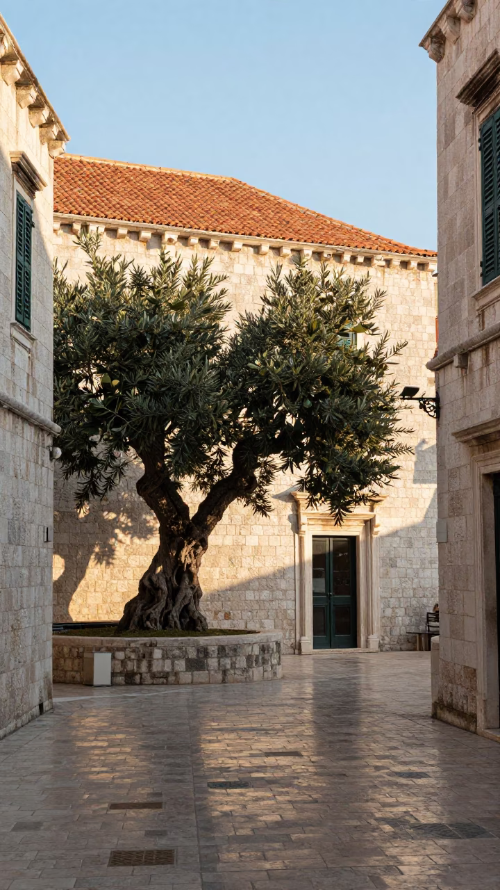 As First Light Reaches The Scene on Terracotta Bowl in Dubrovnik in in Dubrovnik, Croatia