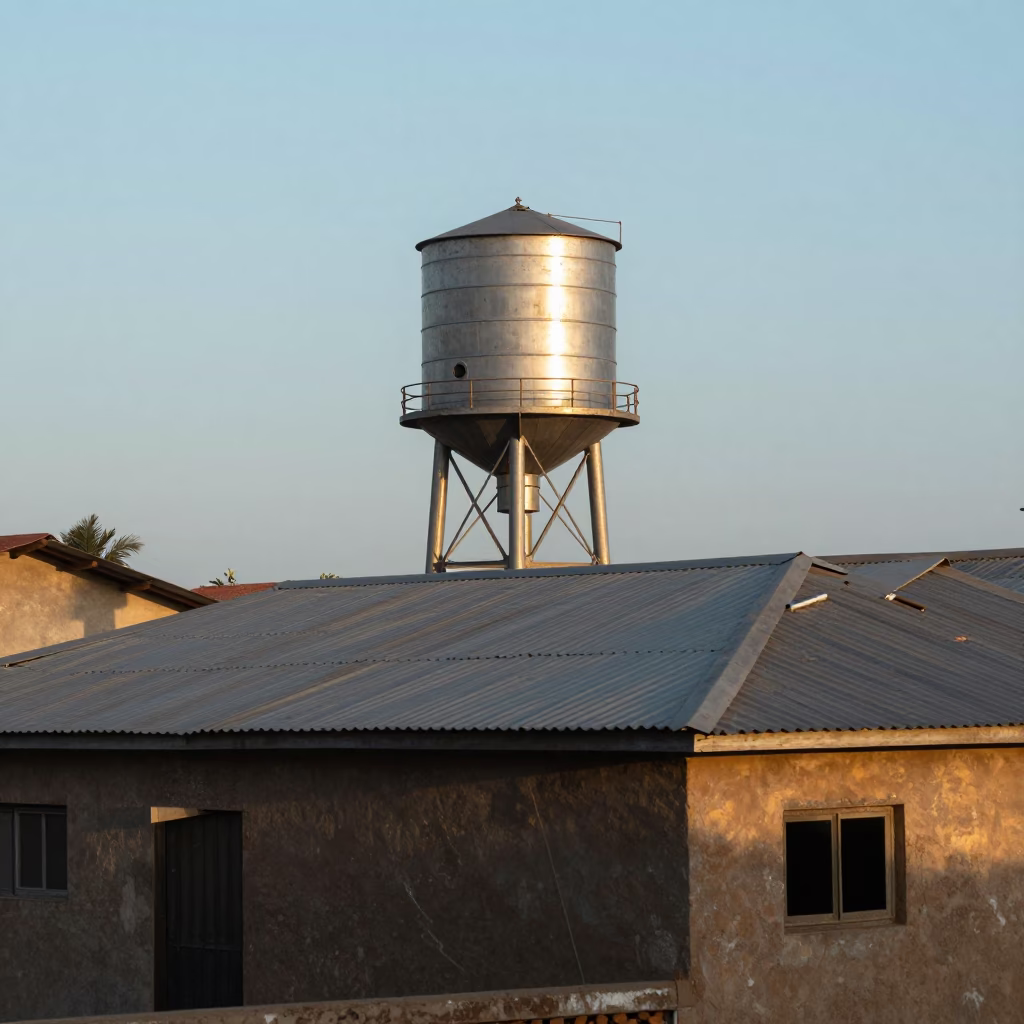 As First Light Reaches The Scene on Water Tower in Dakar in in Dakar, Senegal