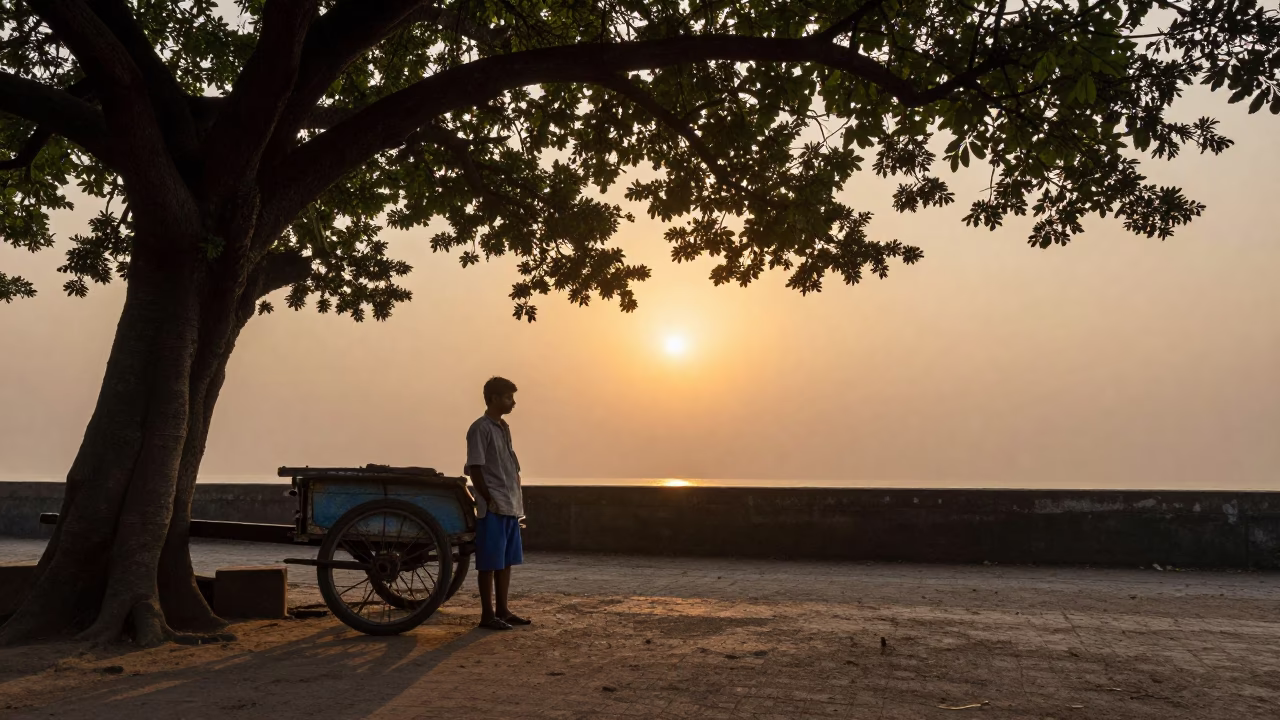 As The Sun Drops Toward The Horizon on Masala Chai in Kolkata in in Kolkata, India