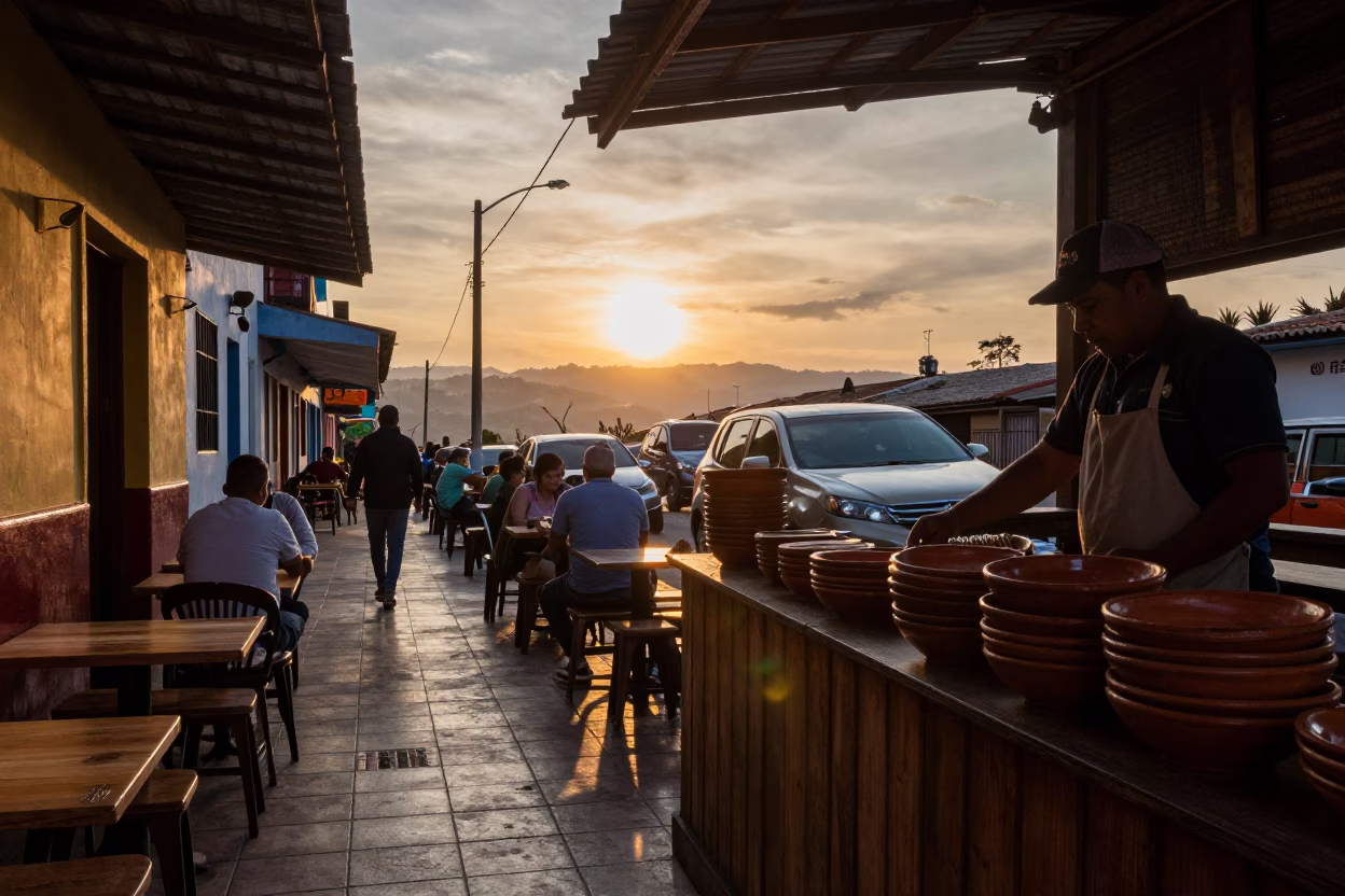As The Sun Drops Toward The Horizon on Street Life in Medellin in in Medellin, Colombia
