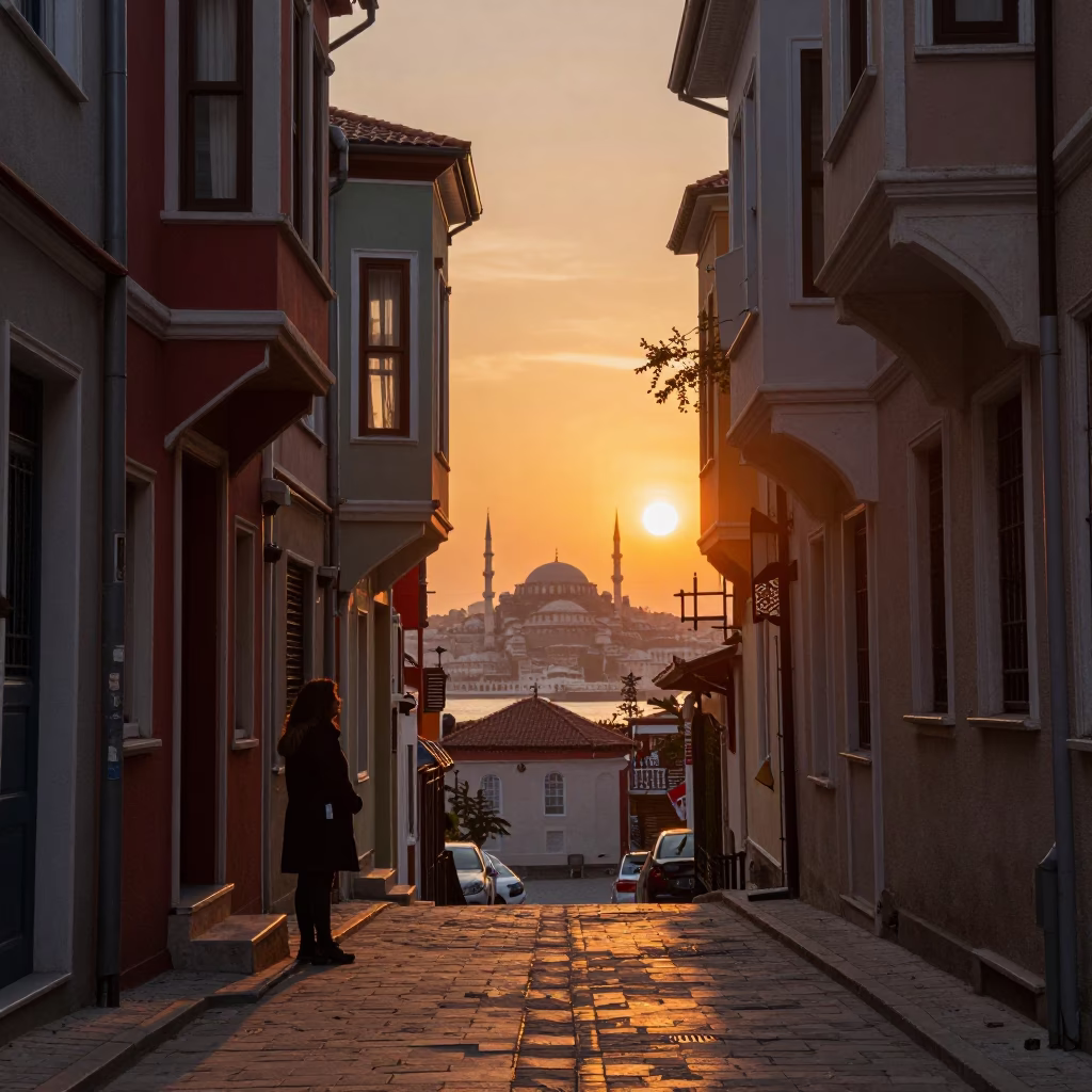 As The Sun Drops Toward The Horizon on Street Photography in Istanbul in in Istanbul, Turkey