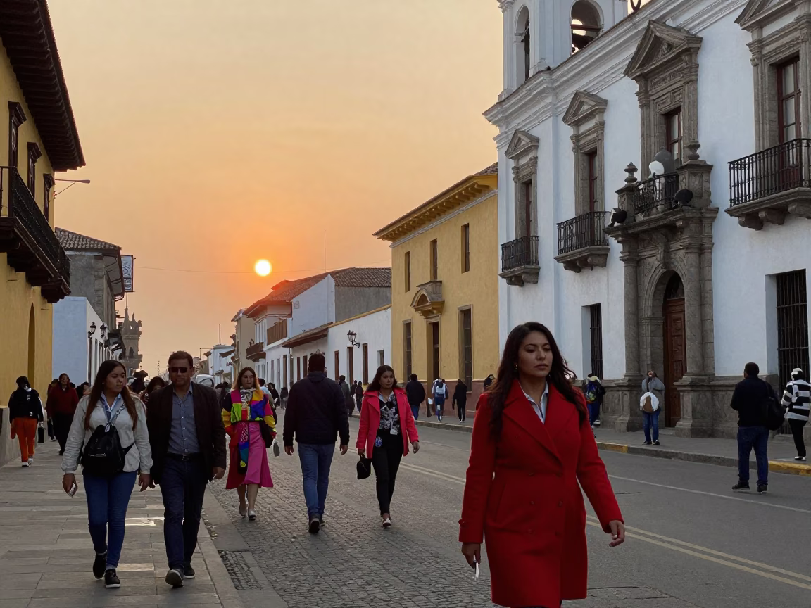 As The Sun Drops Toward The Horizon on Street Photography in Lima in in Lima, Peru