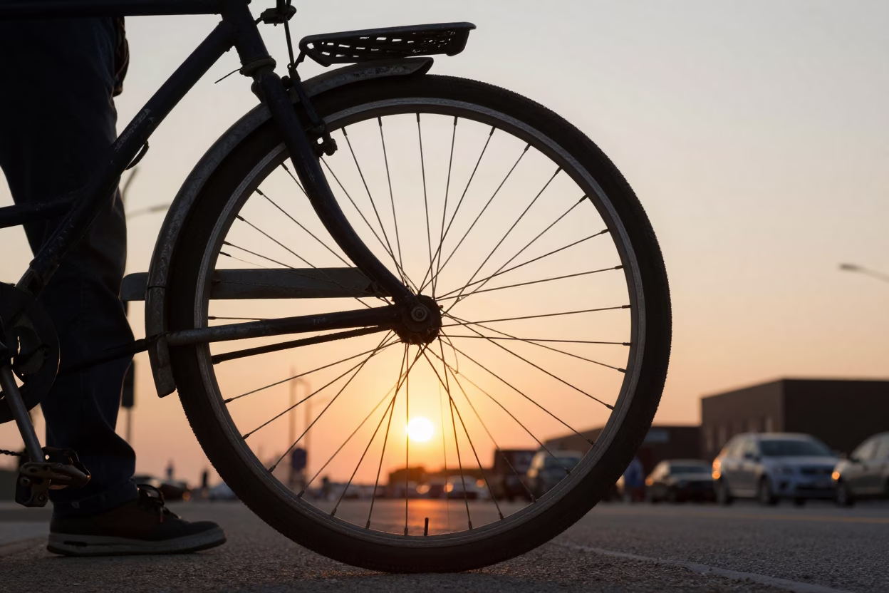 As The Sun Drops Toward The Horizon on Street Scene in Chicago in in Chicago, Illinois, United States