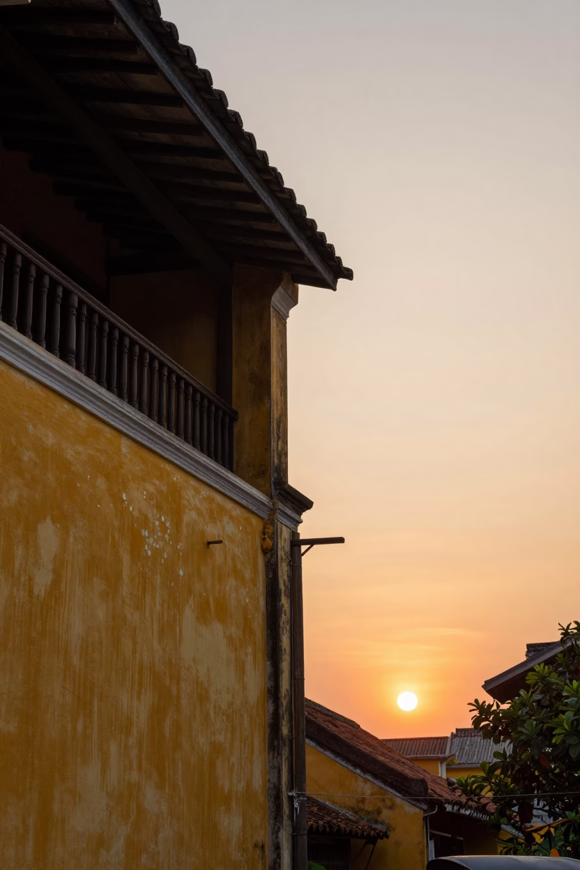 As The Sun Drops Toward The Horizon on Street Scene in Hoi An in in Hoi An, Vietnam