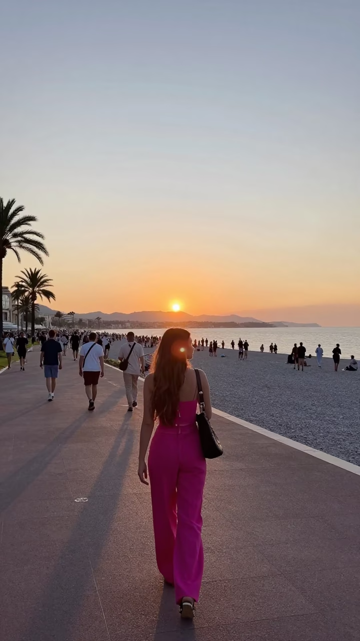 As The Sun Drops Toward The Horizon on Style Sunset in Nice in in Nice, France