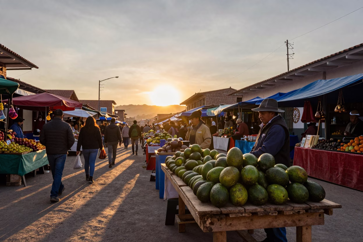 As The Sun Drops Toward The Horizon on Sunset in La Paz in in La Paz, Bolivia