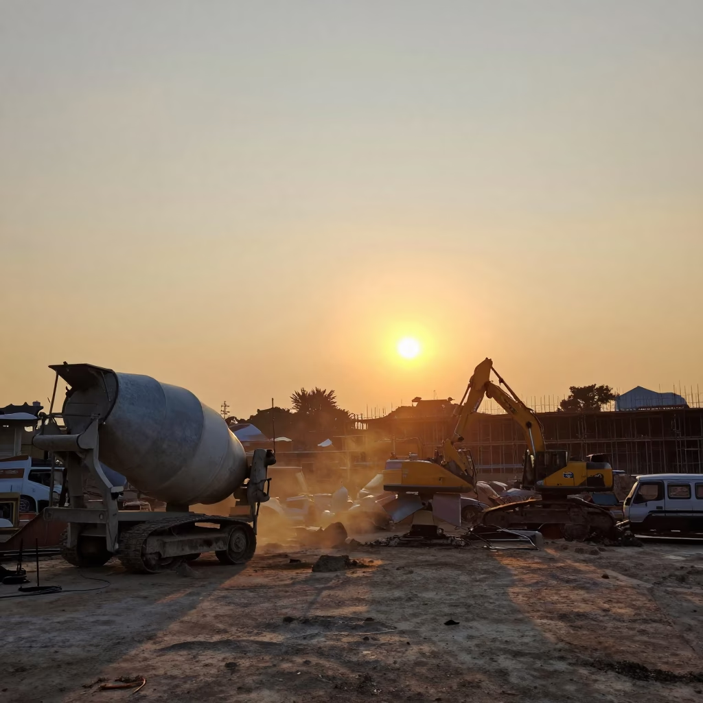 As The Sun Drops Toward The Horizon on Sunset in Surabaya in in Surabaya, Indonesia