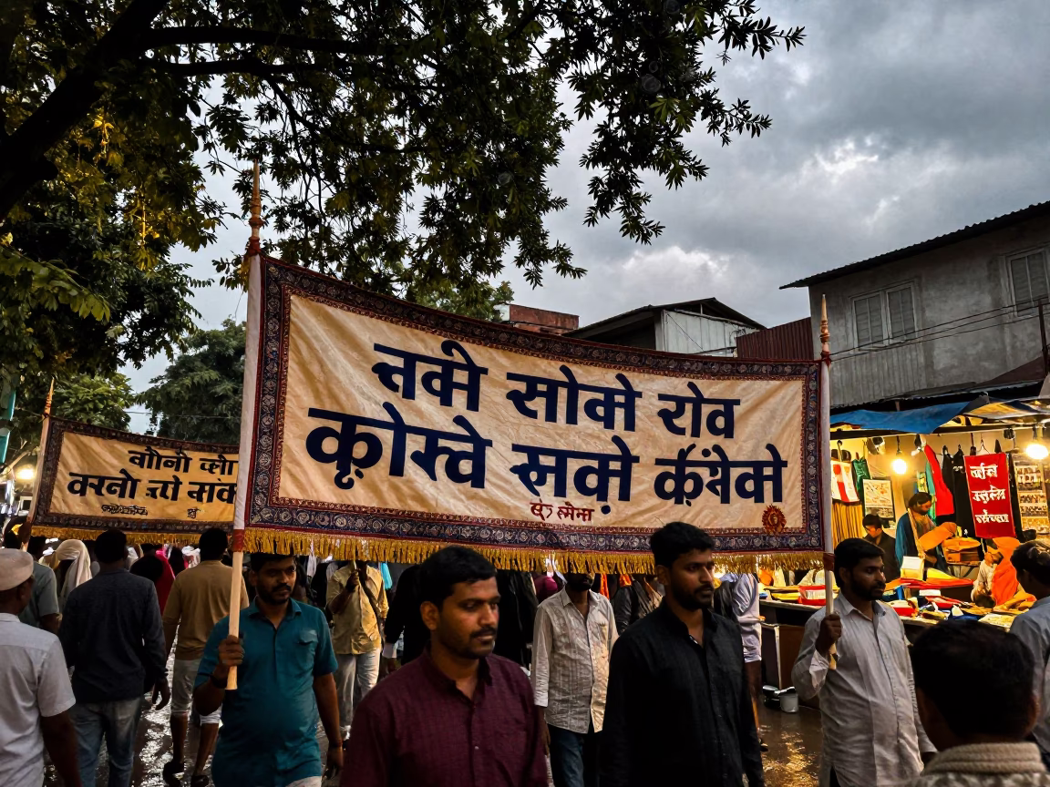 Ashura Banners in Ranchi Afternoon Light in at a night market in Ranchi