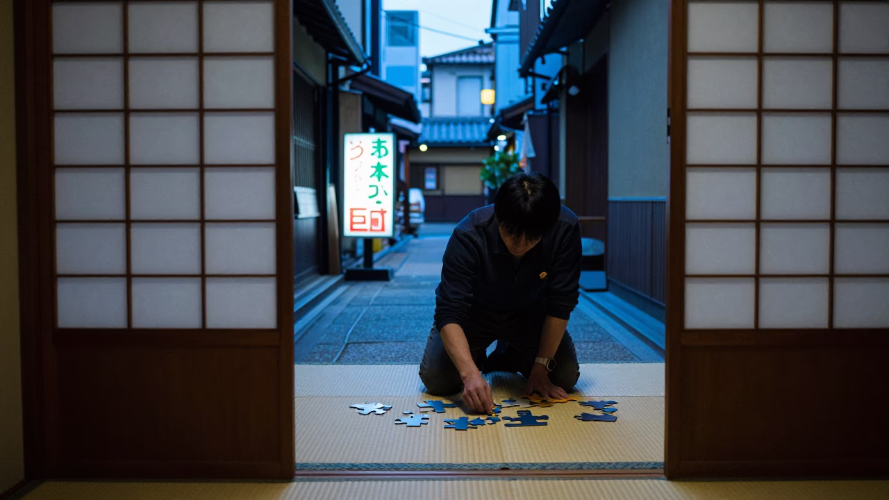 Assembling Puzzle in Kyoto in in Kyoto, Japan