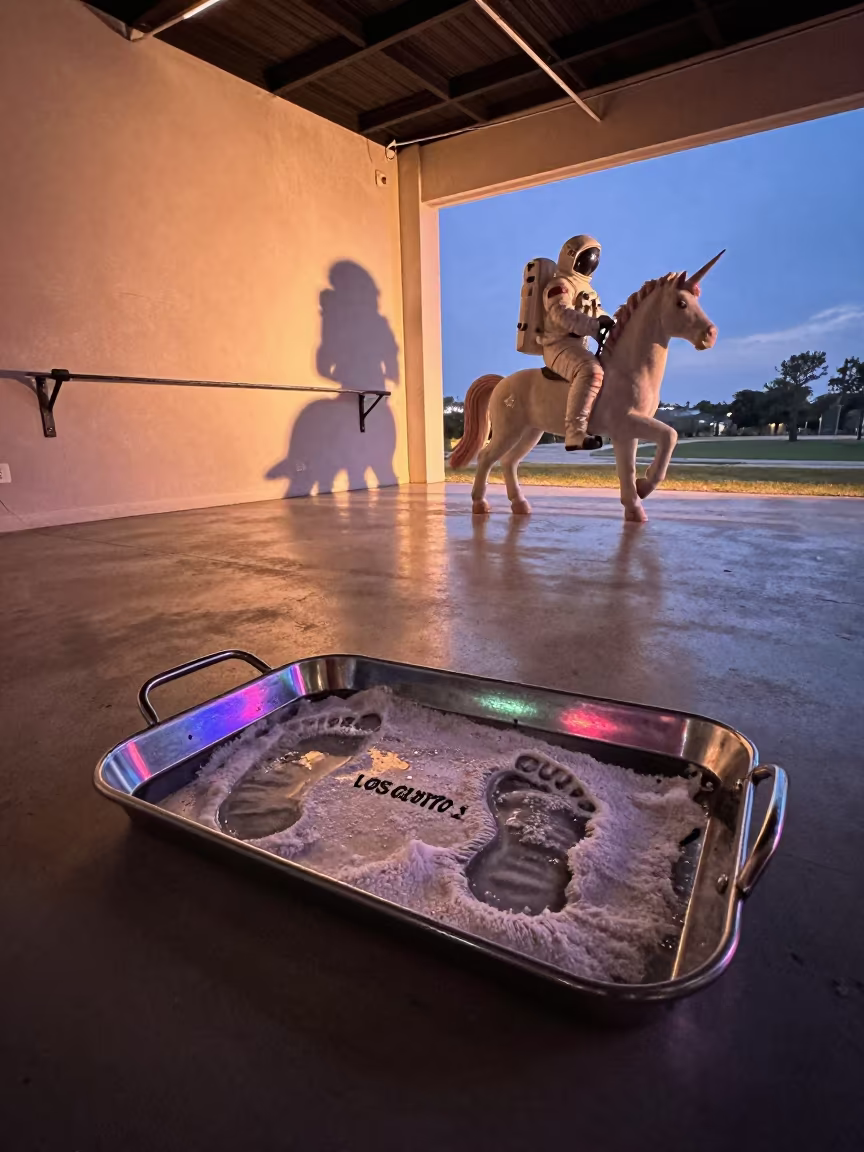 Astronaut Unicorn Lane Rope Fitness Studio in inside a yoga studio before the session begins in Los Guayos