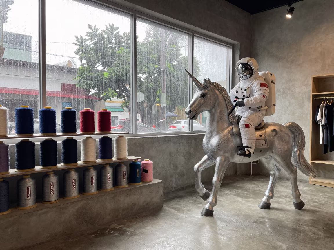 Astronaut Unicorn on Thread Spool Rack Endcap in beside a seasonal endcap near the sales floor near Caguas