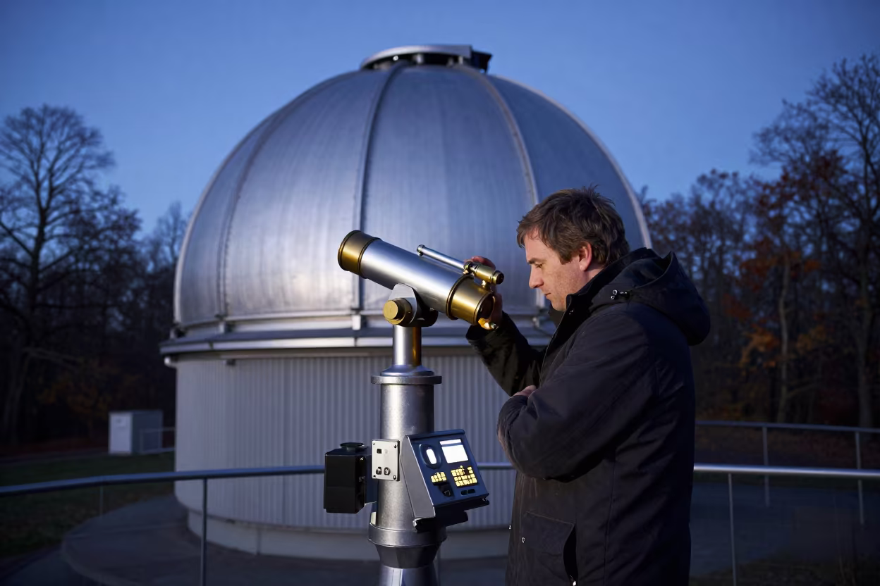 Astronomer in Dome at Bonn Station in at a remote field station in Bonn