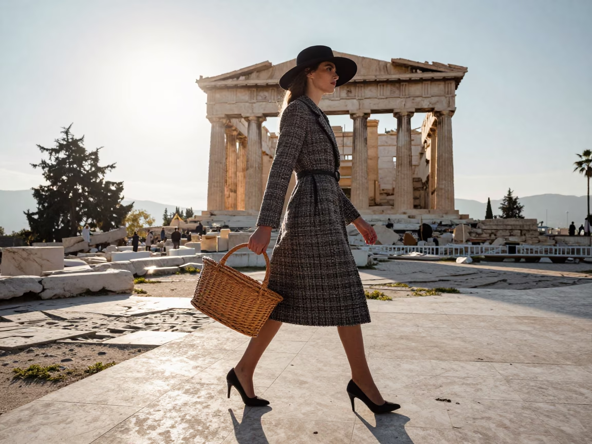 Athens Fashion Model at The Late Morning Light in in Athens, Greece