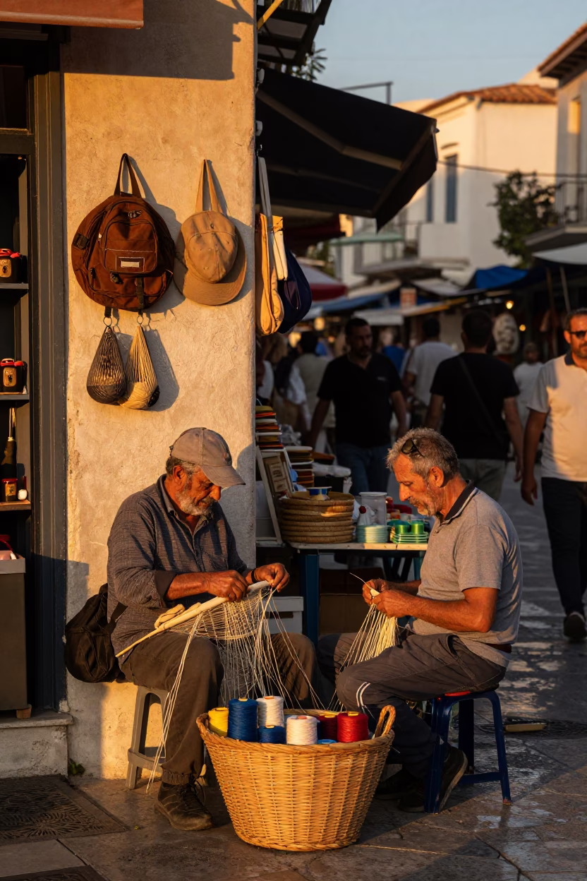 Athens Greece Before Dusk Street Scene with Local Market Goods and Vintage Atmosphere in in Athens, Greece