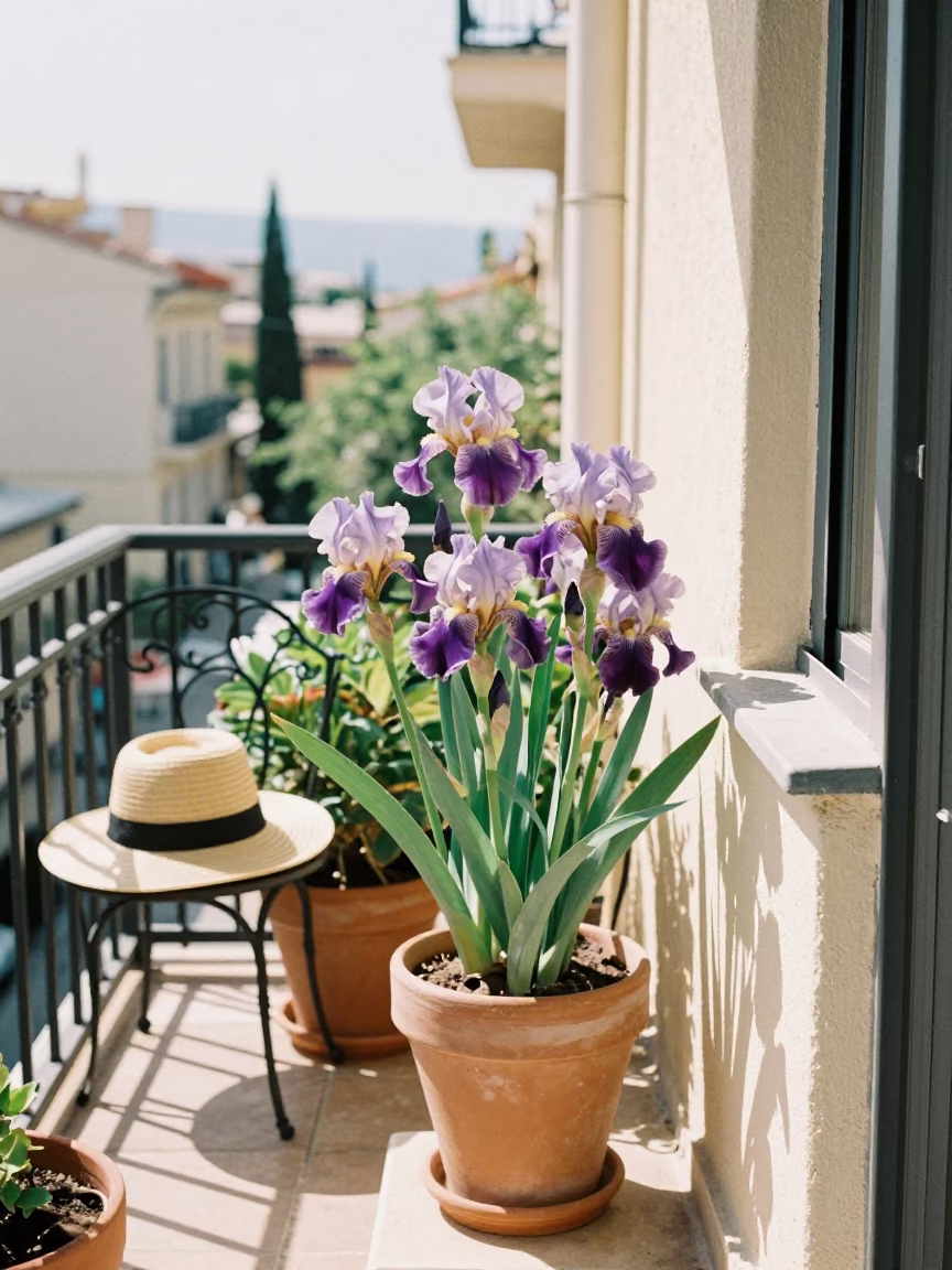 Athens Irises at Late Morning Light in in Athens, Greece