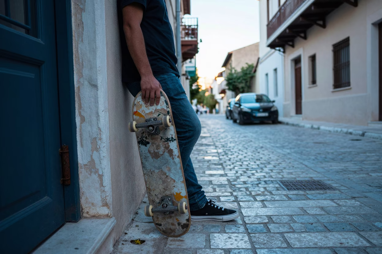 Athens Street Scene at Early Morning Light in in Athens, Greece