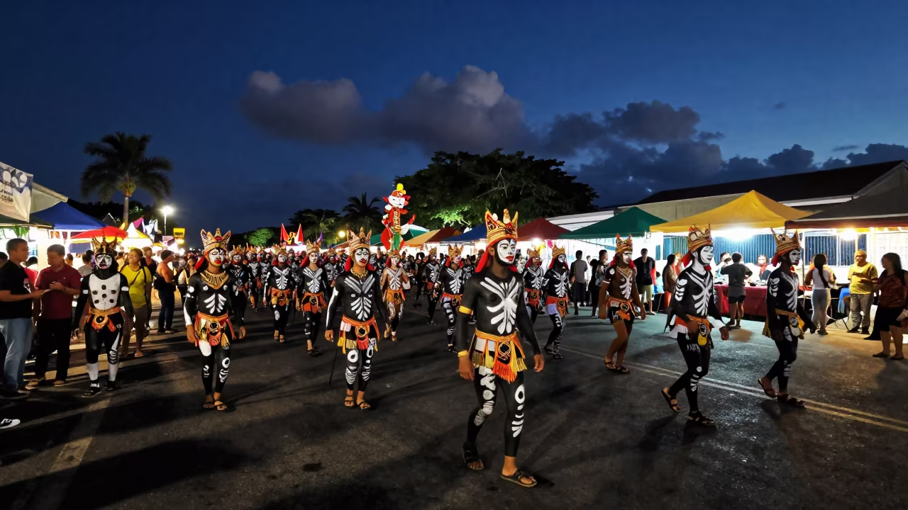 Ati-Atihan Parade Body Paint Night Market Gold Coast in at a night market in Gold Coast