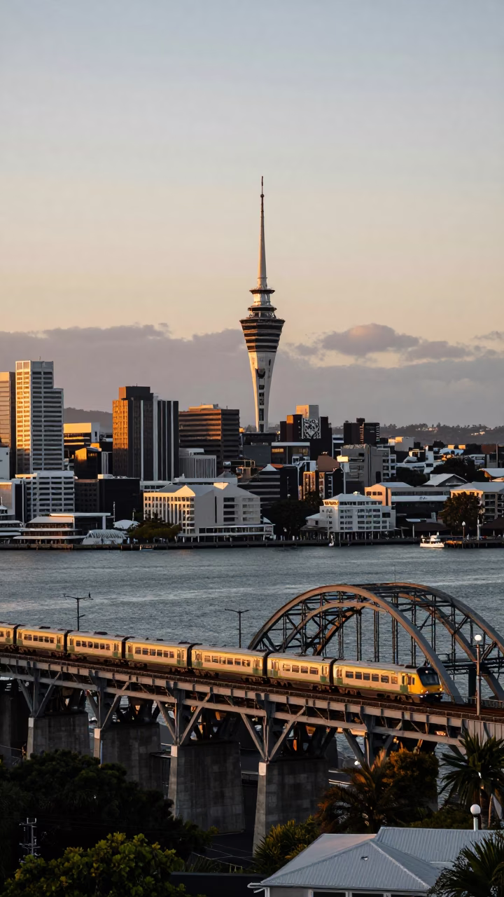 Auckland Evening View at The Early Evening Light in in Auckland, New Zealand