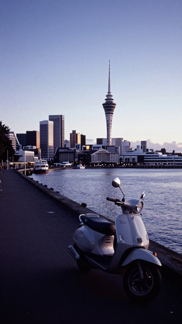 Auckland Harbor Promenade at The Early Morning Light in in Auckland, New Zealand