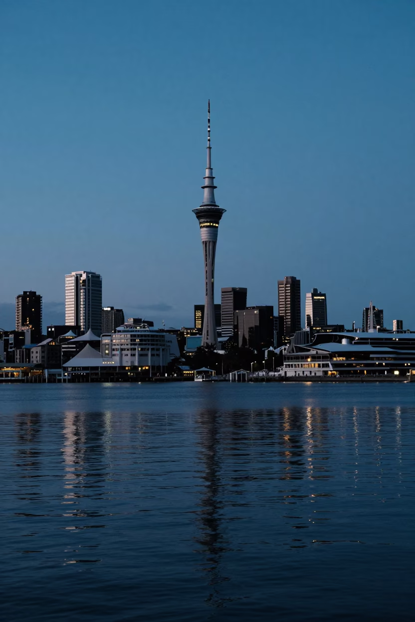 Auckland Harbor View at The Early Evening Light in in Auckland, New Zealand