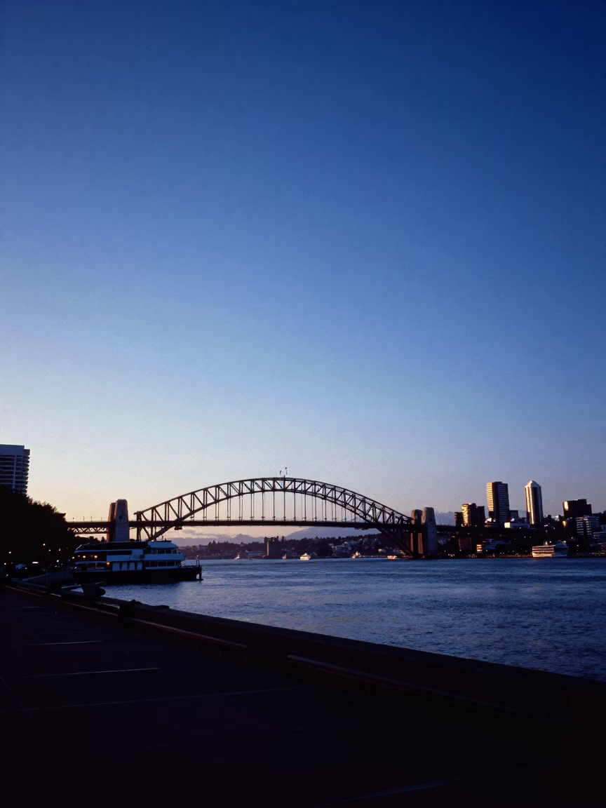Auckland Harbour View at Sunrise Light in in Auckland, New Zealand