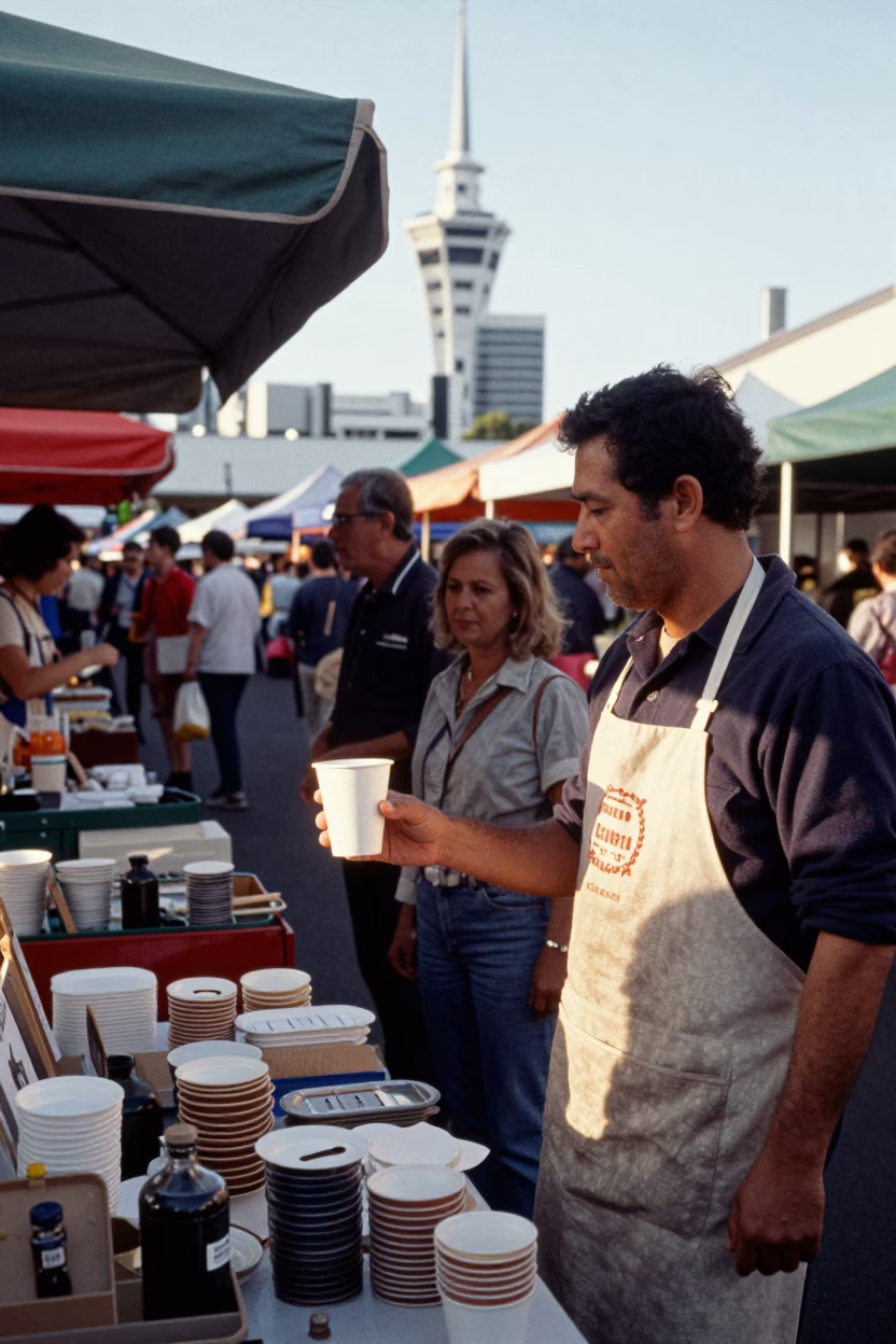Auckland Market Interaction at The Early Morning Light in in Auckland, New Zealand