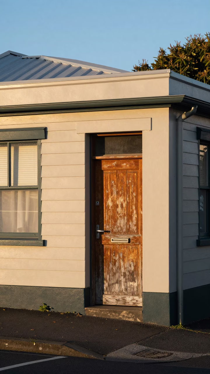 Auckland New Zealand Late Afternoon Street Scene with Laundry Pins and Door Handle in in Auckland, New Zealand