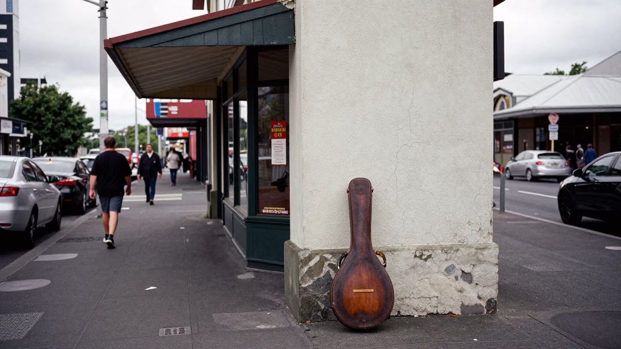 Auckland Overcast Midday Street Scene with Vintage Elements in in Auckland, New Zealand