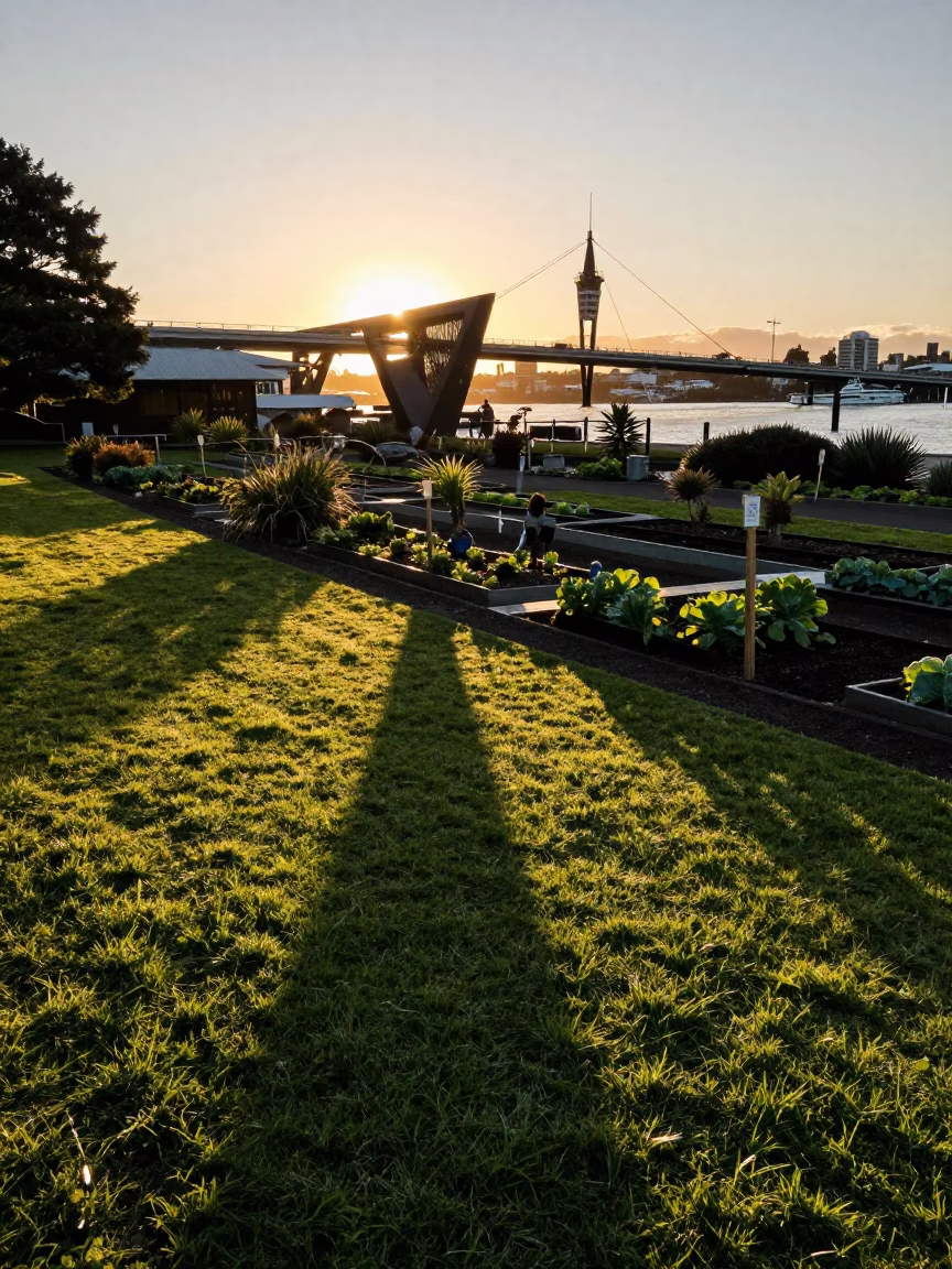 Auckland Shadow Cast at Golden Hour in in Auckland, New Zealand