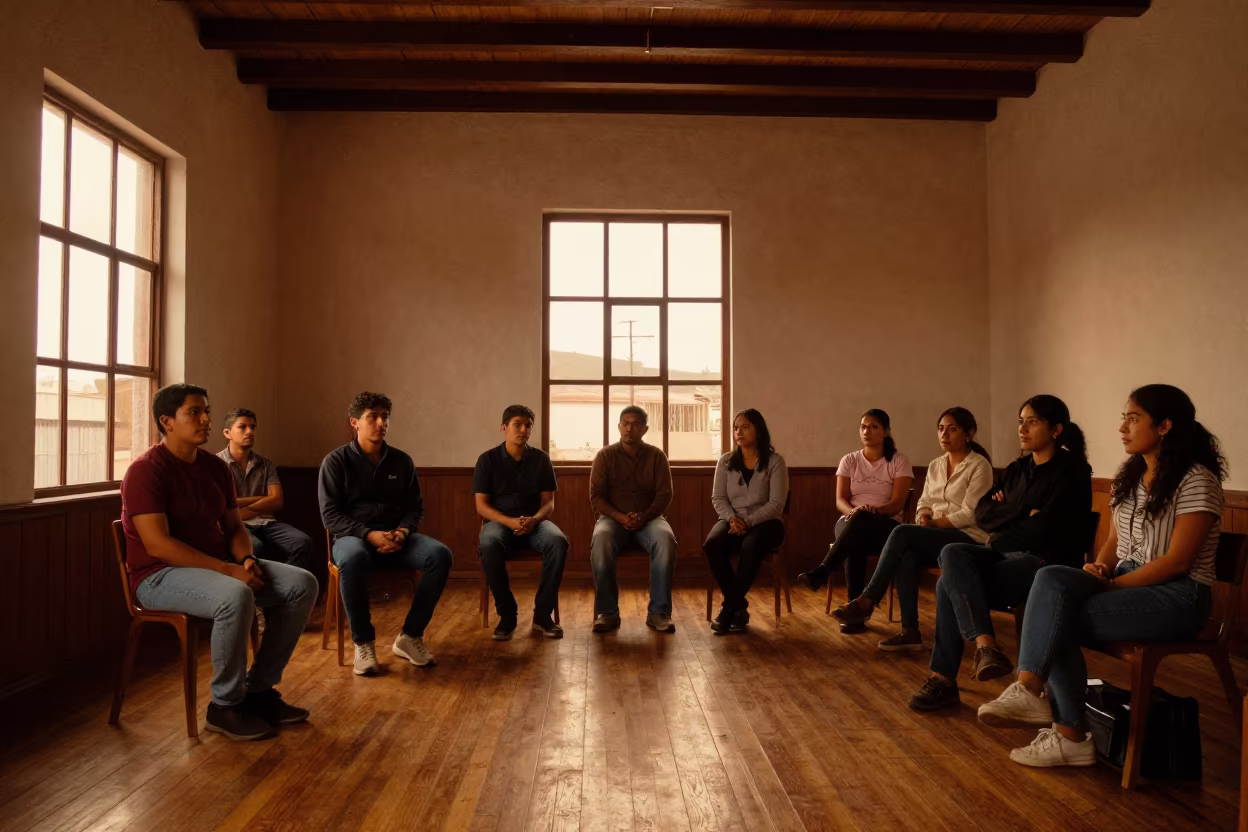 Audience Rising in Santa Cruz Rehearsal Room in in a rehearsal room in Santa Cruz de la Sierra