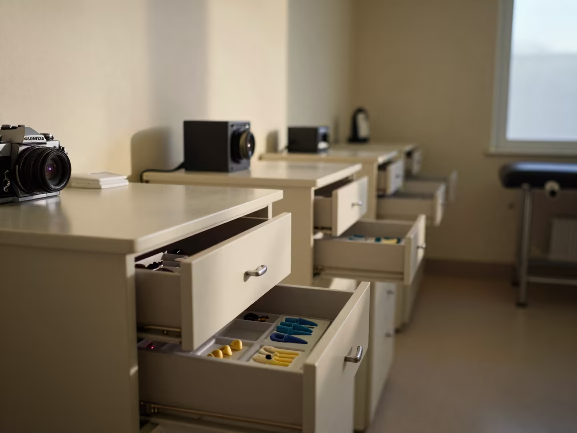 Audiology Ear Mold Drawer in Polokwane Clinic in inside a recovery area with treatment stations aligned near Polokwane