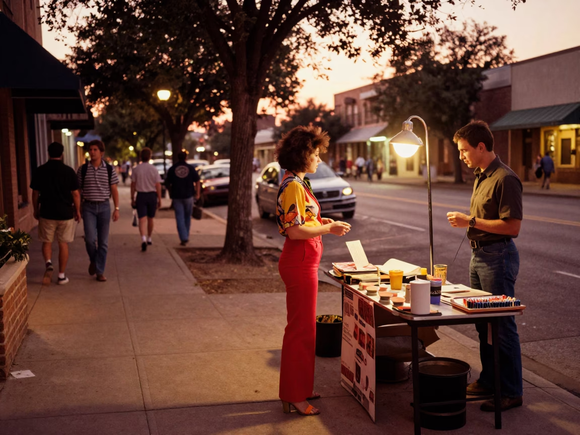 Austin Street Scene at Copper-toned Light Before Dusk in in Austin, Texas, United States