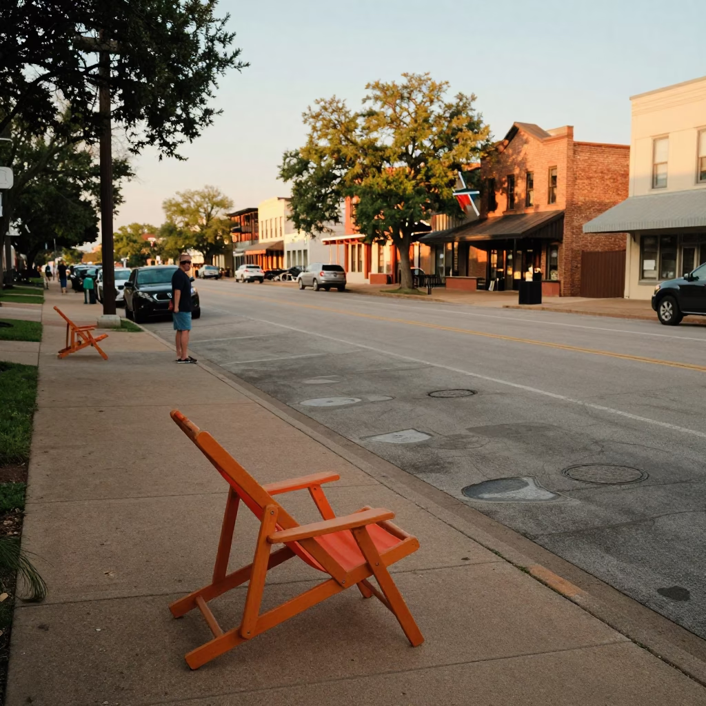 Austin Street Scene at Honeyed Evening Light in in Austin, Texas, United States