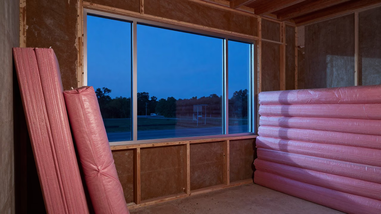 Austin Texas Evening Light Rusty Window Glass Commercial Interior Construction Site in in Austin, Texas, United States