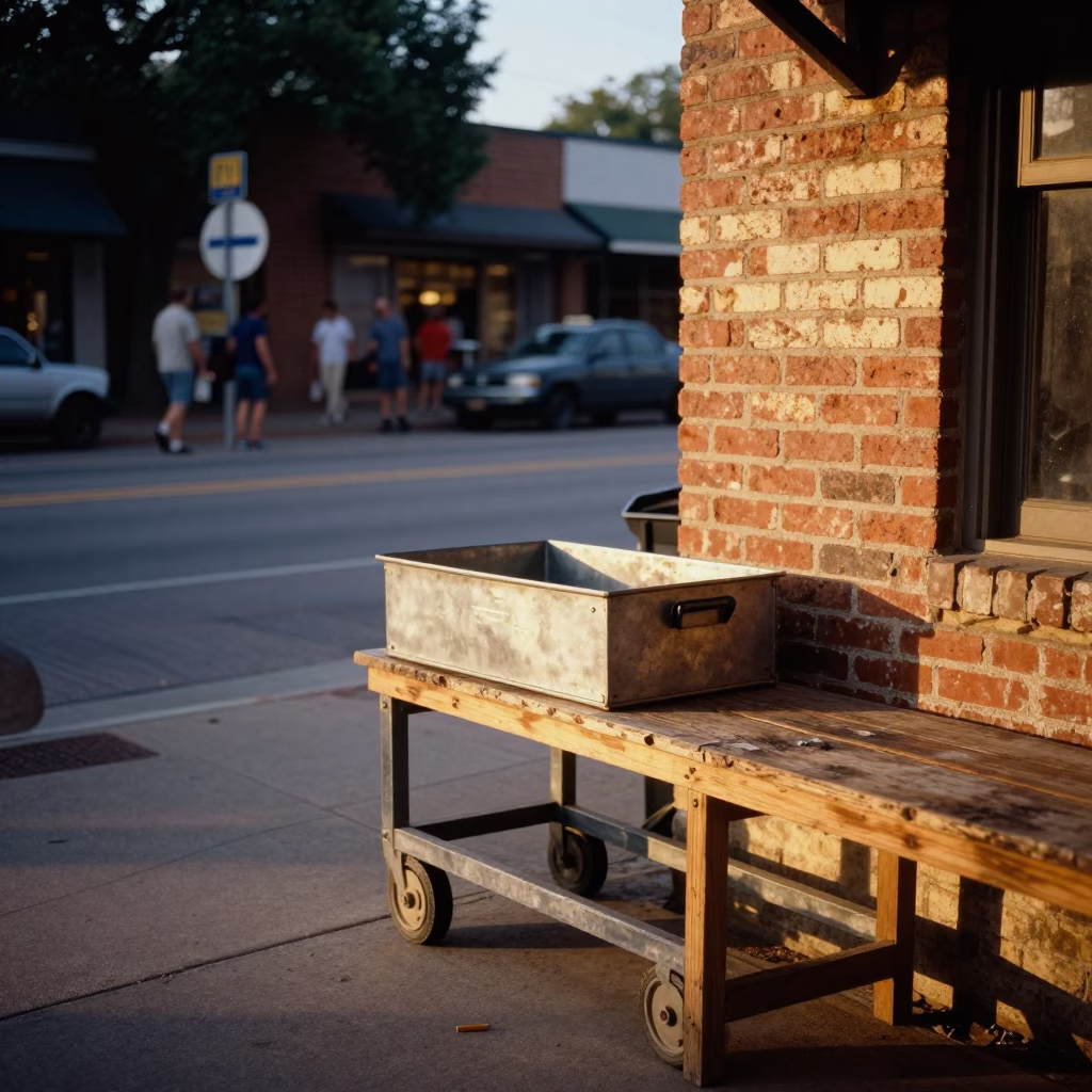 Austin Texas Evening Street Scene with Tool Caddy and Urban Details in in Austin, Texas, United States
