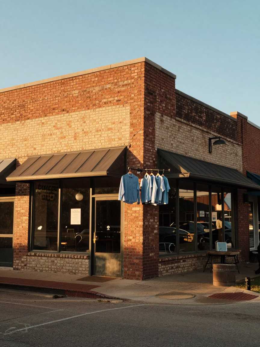 Austin Texas Golden Hour Street Scene with Shirt Hanger and Local Details in in Austin, Texas, United States