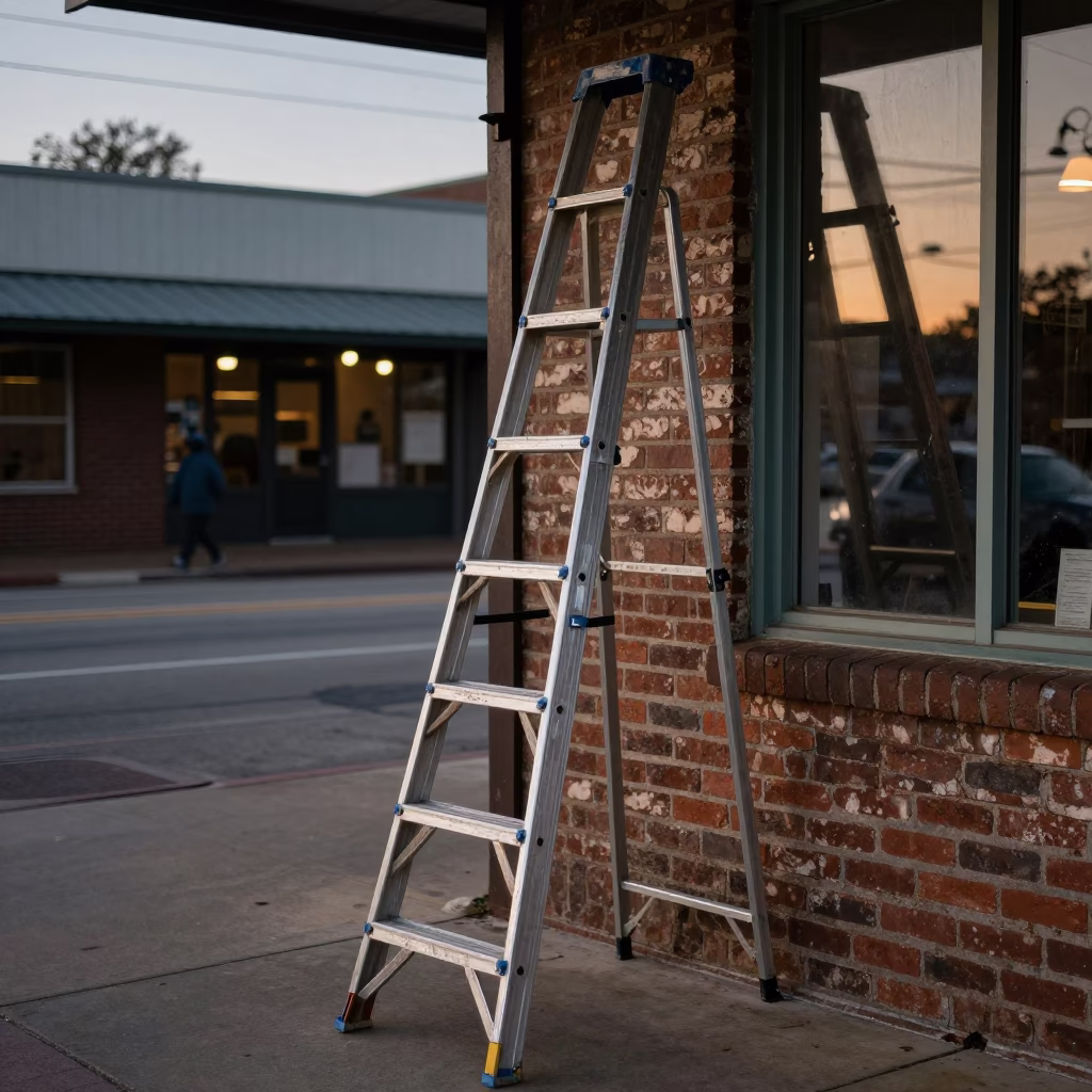 Austin Texas Nautical Dawn Street Scene with Step Ladder and Papayas in in Austin, Texas, United States