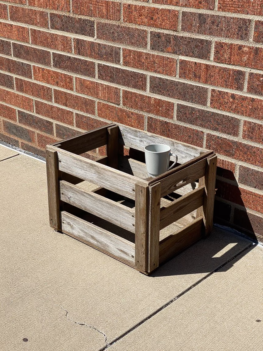 Austin Texas Noon Light Concrete Sidewalk Crate and Carafe Urban Scene in in Austin, Texas, United States