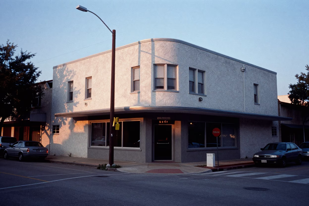 Austin Texas Street Scene Before Dawn with Vintage Architecture and Quiet Morning Light in in Austin, Texas, United States
