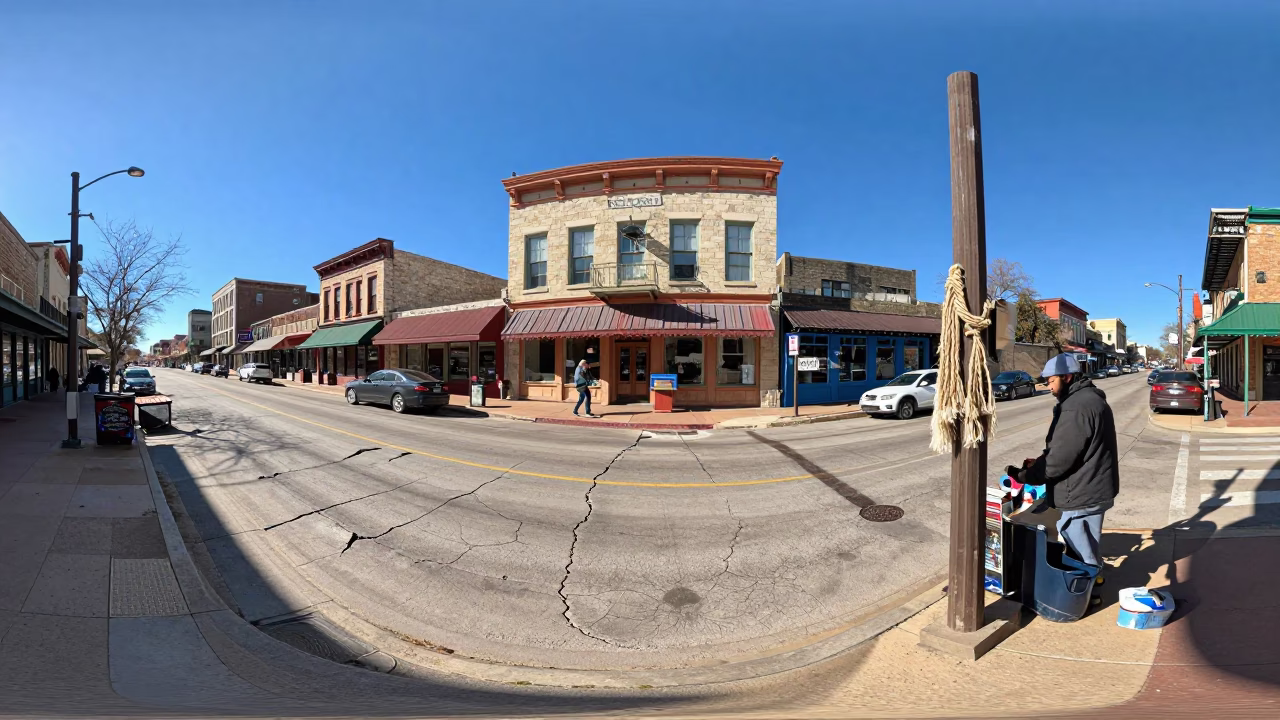 Austin Texas Winter Noon Street Scene with Colorful Local Details in in Austin, Texas, United States