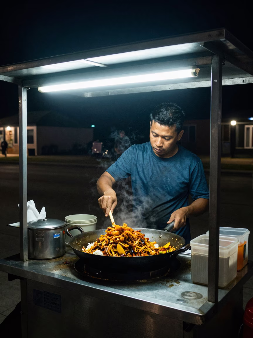 Austin Truck Scene at Deep In The Night Light in in Austin, Texas, United States