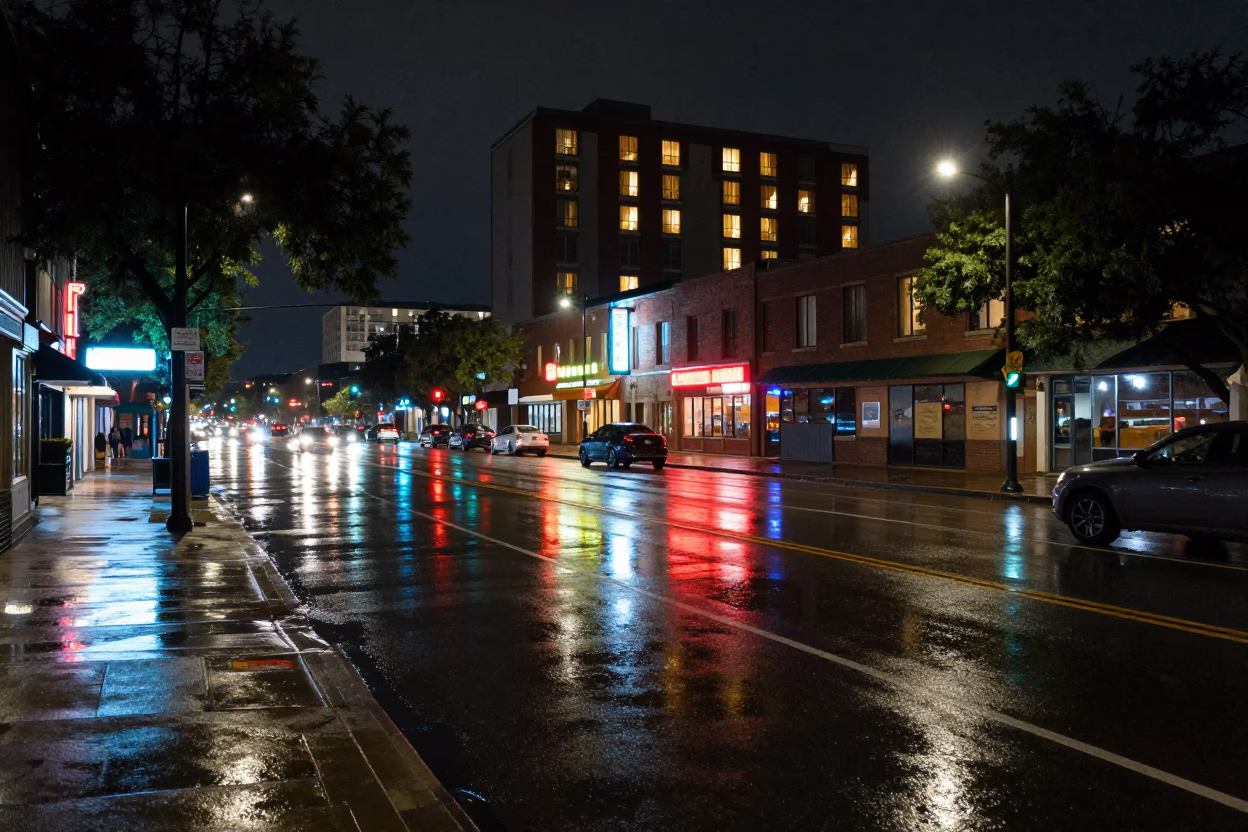 Austin Urban Scene at Deep In The Night Light in in Austin, Texas, United States