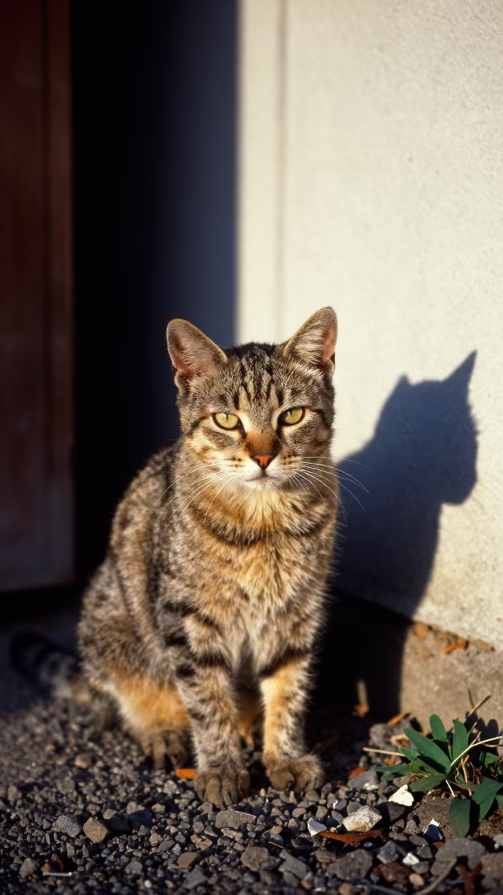 Australian Mist Cat Portrait Garden Evening in near a garden edge with soft morning light and an uncluttered background in Ekibastuz