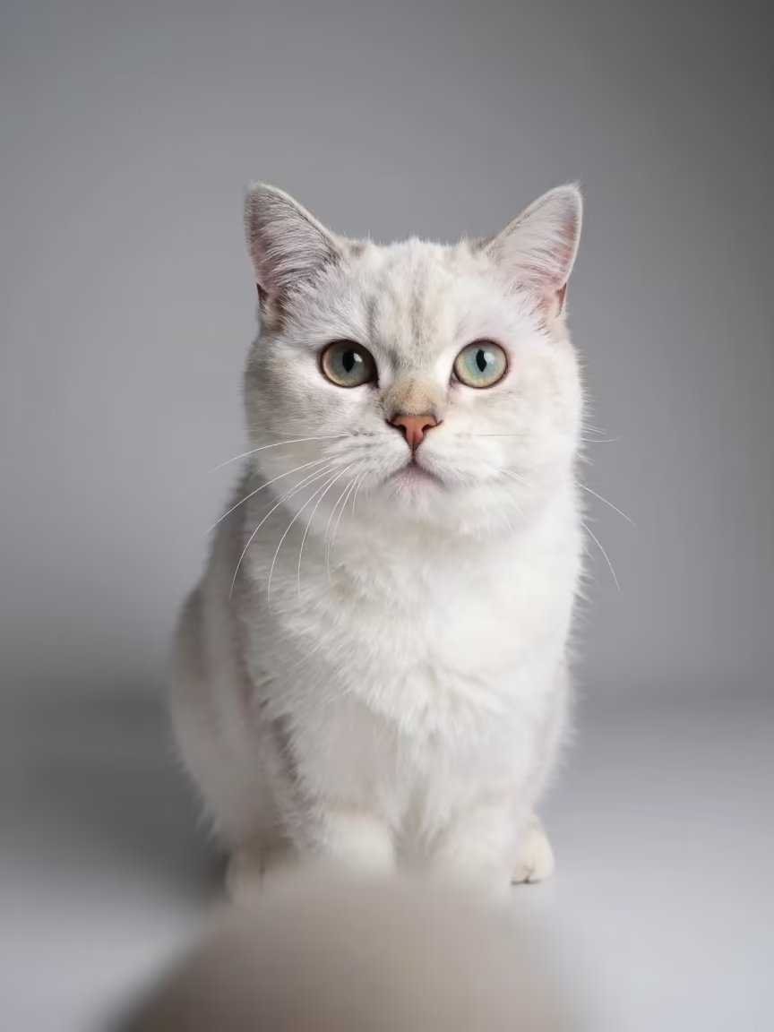 Australian Mist Cat Portrait in Studio in in a quiet portrait studio with a plain backdrop and eye-level framing near Ashkelon