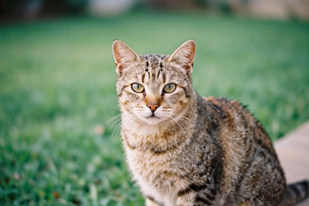 Australian Mist Cat Portrait Morning Light Calabozo in near a garden edge with soft morning light and an uncluttered background near Calabozo