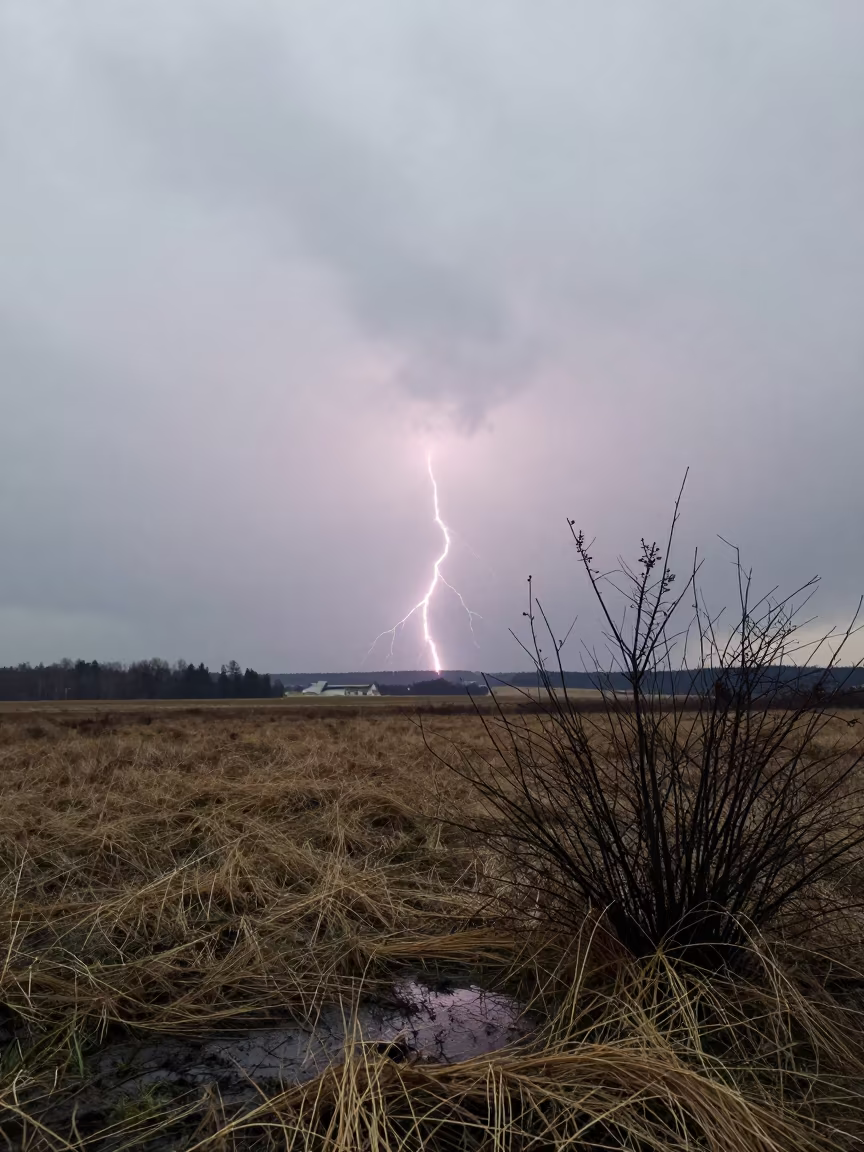 Austrian Prairie Thunderstorm at Midday in in Austria