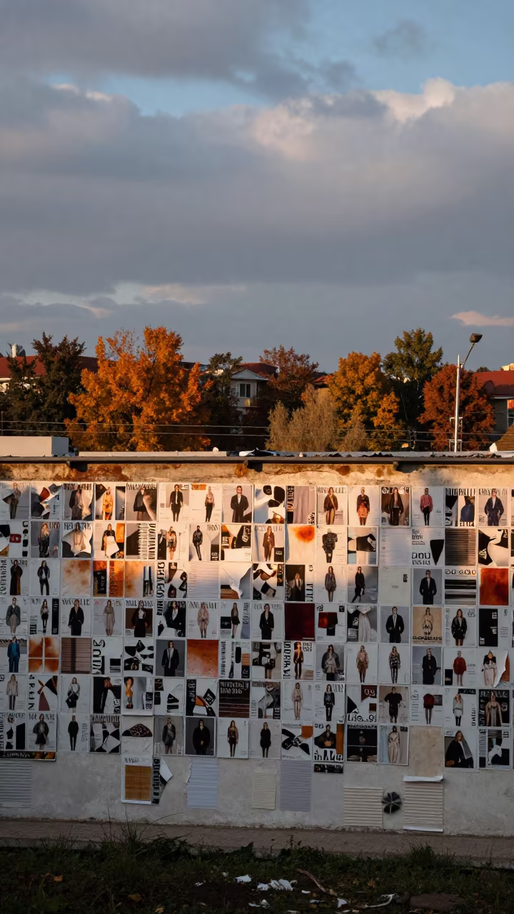 Autumn Atelier Wall with Fashion Tissue and Dye Swatches in inside a couture atelier in İnegöl