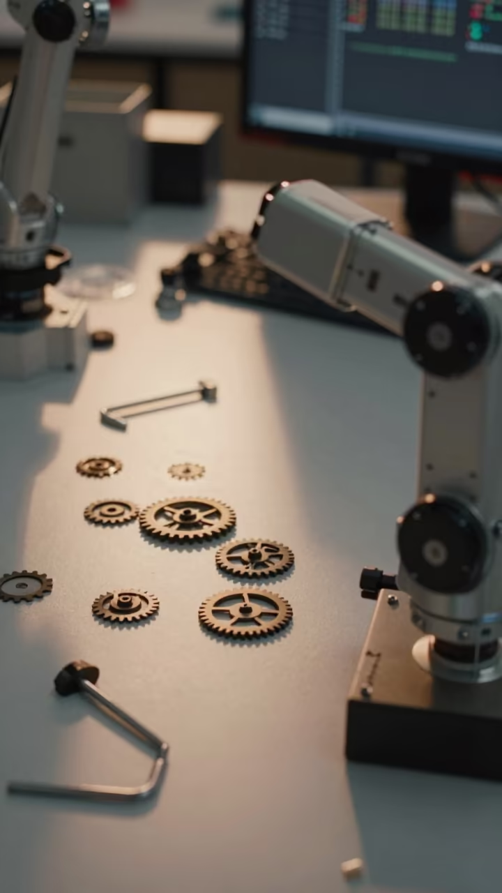 Autumn Dawn Robotics Lab Workstation Gears in in a fossil prep lab in Alcobendas