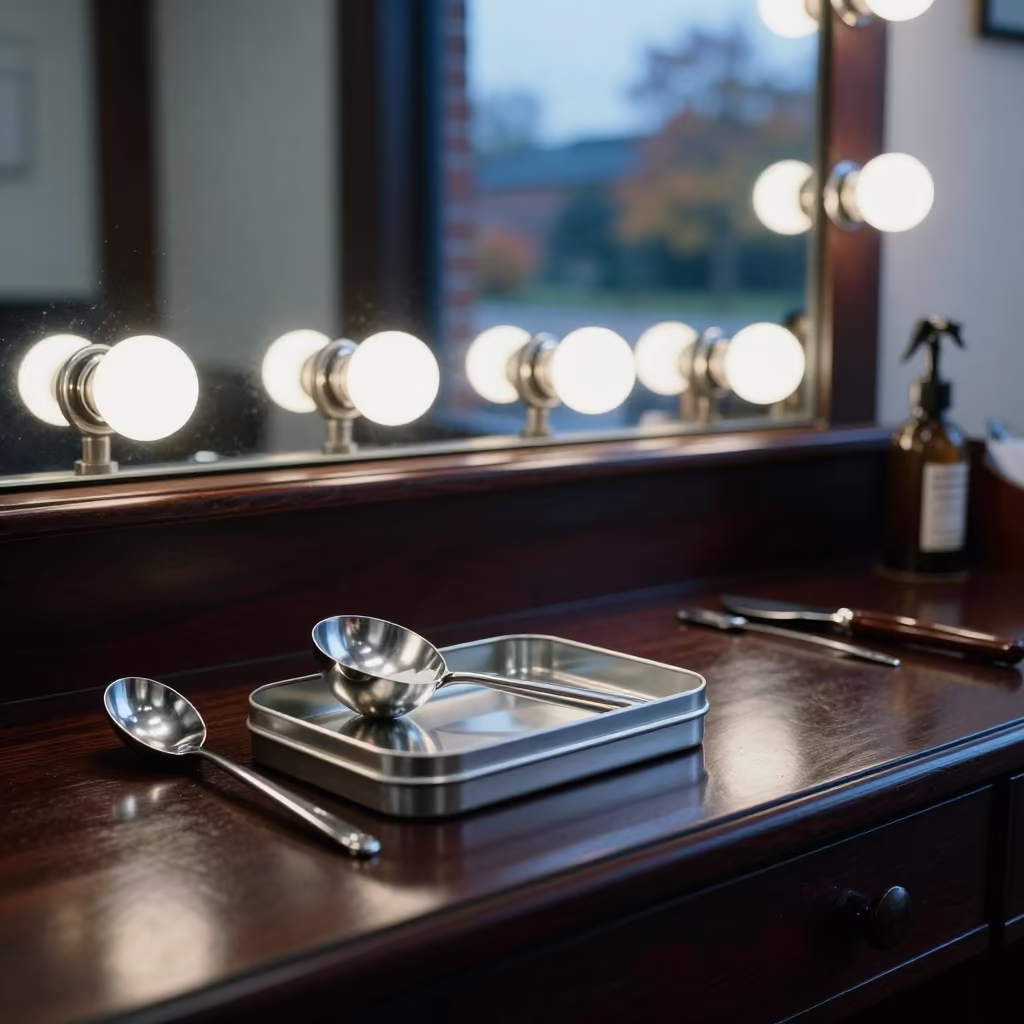 Autumn Evening Wax Scoop at Leeds Barber Station in at a barber station beneath mirror bulbs in Leeds
